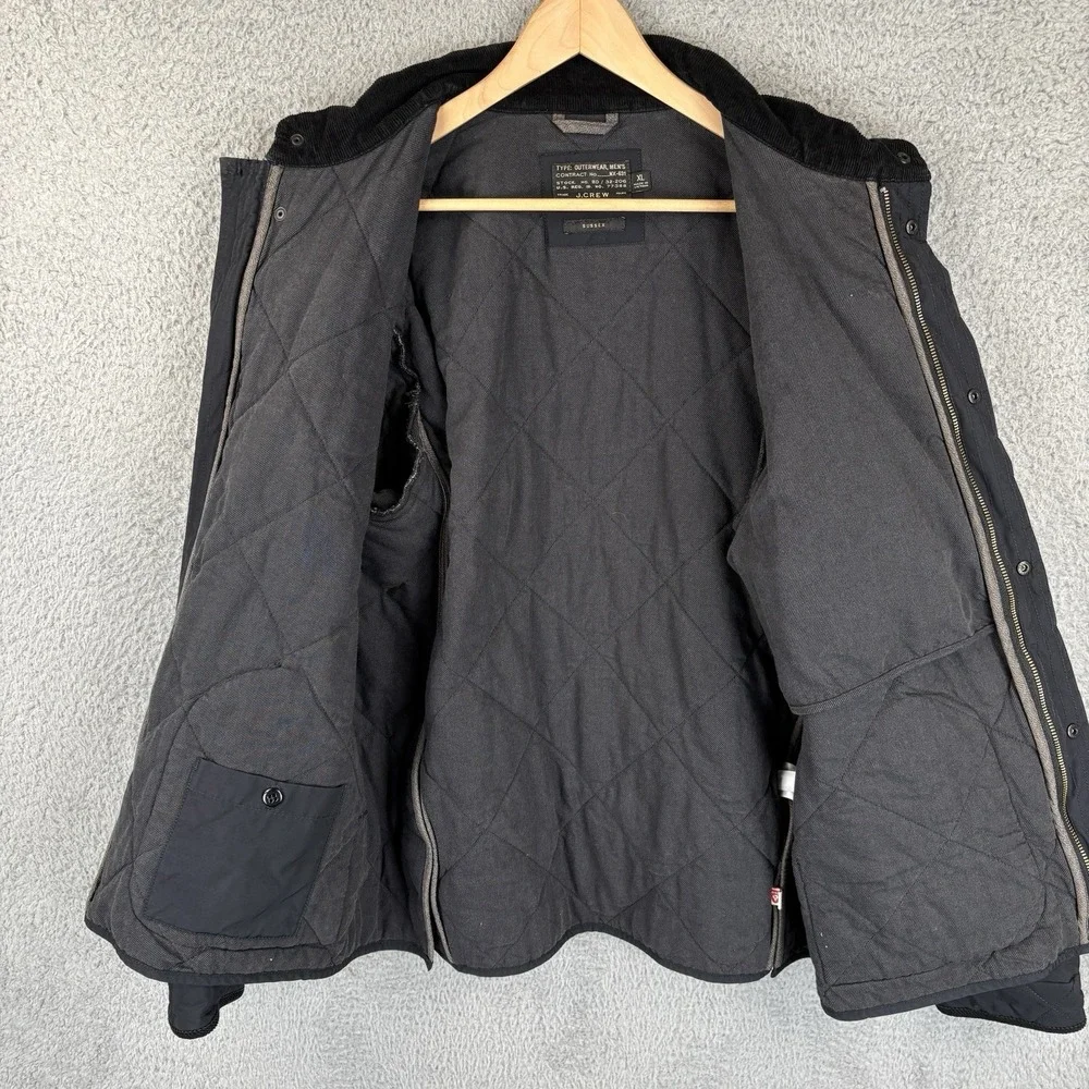 J. Crew Sussex‎ Quilted Jacket Men's XL Black Insulated Coat Primaloft Zip Snap